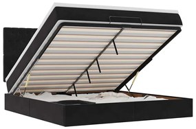 3314404 vidaXL Османска легло с матраци и LED, черно, 160x200 см, кадифе