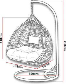 Градинска люлка Olivia -сив светло - сив тъмно