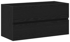 862544 vidaXL Кабинет за мивка Черен дъб 90x38.5x45 см Инженерна дървесина