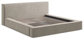 Тапицирано двойно легло сиво с място за съхранение и решетка 160x200 cm Noho - Makamii
