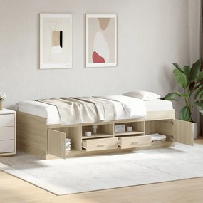 3280246 vidaXL Дневно легло с чекмеджета, без матрак, сонома дъб, 90x200 см