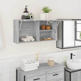 860090 vidaXL Стенен шкаф за баня, сив сонома, 80x25x40 см, инженерно дърво