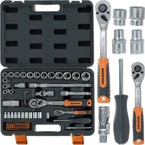 Професионален куфар с инструменти Bigstreen 72 части, гаечни ключове, тресчотки, битове, удължители