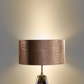 Месингова подова лампа на триножник с абажур от крокодилски велур 50см - Cortin