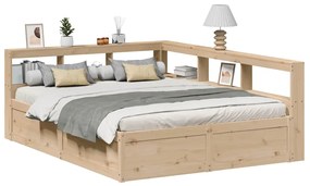 3324454 vidaXL Легло с етажерка за книги, без матрак, 160x200 см, бор масив
