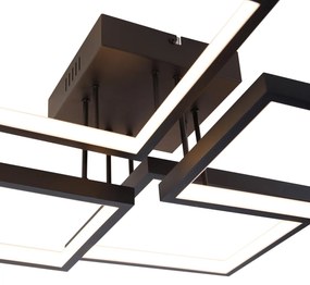 Таванна лампа черна с LED 3-степенна димируема 4-светлина - Lejo