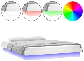 819993 vidaXL Рамка за легло с LED осветление бяла 200x200 см масивно дърво