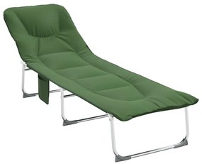 364193 vidaXL Сгъваем шезлонг, тъмнозелен, текстил