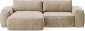 Светлокафяв шенилов сгъваем ъглов диван (ляв ъгъл) Kuki – Makamii