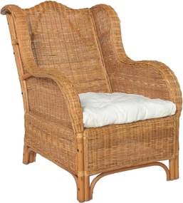 325465 vidaXL Диван с възглавница, светлокафяв, естествен ратан и лен