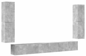 3114305 vidaXL Комплект ТВ шкафове от 7 части, бетонно сив, инженерно дърво