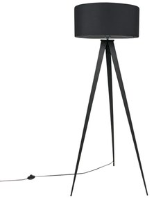 Модерна подова лампа черна с черен абажур - Ilse