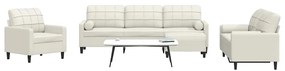 3278469 vidaXL Мека мебел от 4 части с възглавници и болстери кремав кадифе