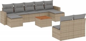 3256654 vidaXL Градински диван с възглавници 10 части бежов микс полиратан