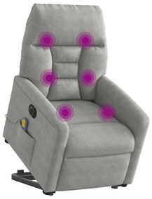 3303109 vidaXL Електрически изправящ масажен реклайнер, светлосив, микрофибър