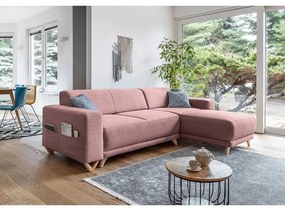 Розов разтегателен/с място за съхранение ъглов диван Classy Sophie – Miuform