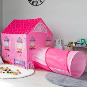 Палатка в дизайна на красива розова къща с тунел