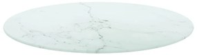 322249 vidaXL Плот за маса бял Ø70x0,8 см закалено стъкло с мраморен дизайн