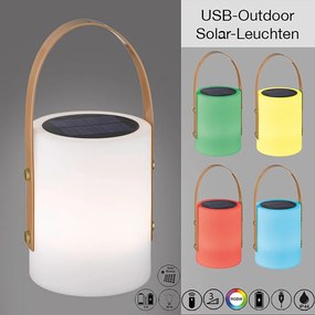 LED настолна лампа в бяло и кафяво (височина 34 cm) Bari – Fischer &amp; Honsel