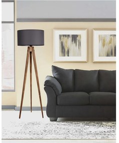 Черна и кафява подова лампа с текстилен абажур (височина 153 cm) Tripod – Opviq lights