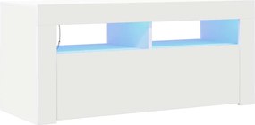 804319 vidaXL ТВ шкаф с LED осветление, бял, 90x35x40 см