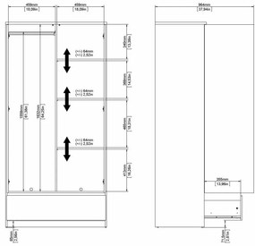 Бял гардероб 99x201 cm Naia - Tvilum