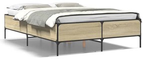 3279798 vidaXL Рамка за легло, дъб сонома, 140x200 см, инженерно дърво и метал