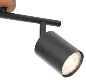 Индустриален прожектор черен с дърво наклонен 2-светлина - Jeana