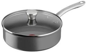 Дълбок Тиган Tefal C4243253 STP24LID, 24 см, Керамично покритие, Thermo-Signal, Thermo-Fusion, Thermo-Spot, Индукция, Сив