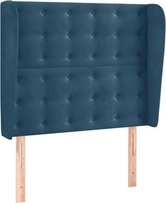 3118424 vidaXL Горна табла за легло с уши, тъмносиня, 83x23x118/128 см, кадифе