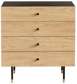 Черен и естествен висок скрин от дъб 80x87 cm Jugend – Woodman