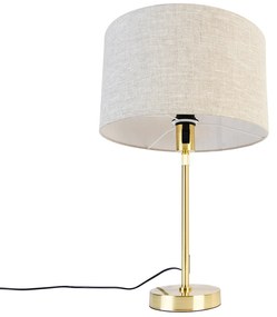 Настолна лампа златиста регулируема със светло сив абажур 35 см - Parte