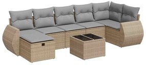 3325615 vidaXL Градински диван с възглавници, 8 части, бежов полиратан