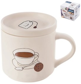 Бяла порцеланова чаша с капак 450 ml – Orion