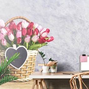 Фототапет – Лалета в дървена кошница