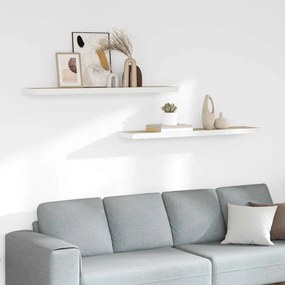 326586 vidaXL Окачени стенни рафтове, 2 бр, дъб и бял, 120x23,5x3,8 см, МДФ