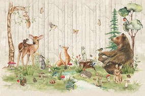 Фототапет за детска стая с мечка и горски животни – Woodland Friends