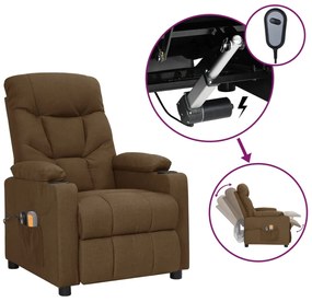 3098831 vidaXL Електрически масажен стол, кафяв, текстил