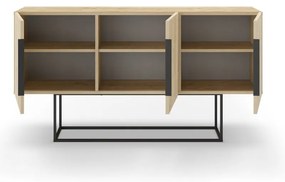 Нисък скрин от естествен дъб 150x80 cm Titan - Marckeric