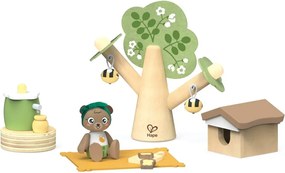 Hape - Интерактивен дървен комплект, Пикник с пчели и кошер, 15 части