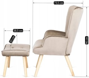 Удобен релаксиращ фотьойл с подложка за крака LOZANO - бежов