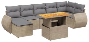 3272305 vidaXL Градински диван с възглавници, 8 части, бежов полиратан