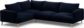 Тъмносин кадифен ъглов диван (ляв ъгъл/L форма) Naomi – Micadoni