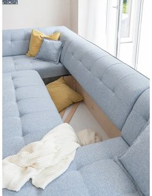 Светлосин U-образен разтегателен диван, ляв ъгъл Dazzling Daisy - Miuform