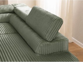 Зелен ъглов диван от рипсено кадифе (десен ъгъл L форма) Marbeya – Ropez