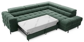 Зелен разтегателен ъглов диван с място за съхранение от букле (десен ъгъл L форма) Ferucce – ELTAP