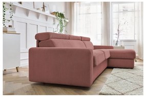 Розов разтегателен ъглов диван от рипсено кадифе (променлив) Monaco – Bobochic Paris