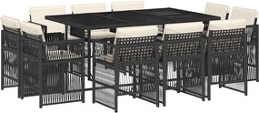 3211026 vidaXL Градински комплект с възглавници 11 части полиратан черен