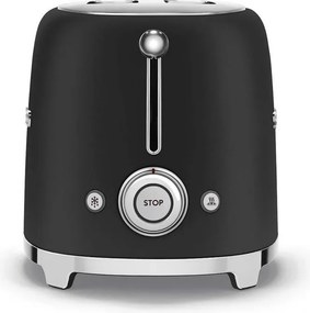 Тостер за хляб SMEG 50's Style TSF01BLMEU, 950W, 2 филии, 6 нива, Тавичка за трохи, Вграден кабел, Неръждаема стомана, Черен мат