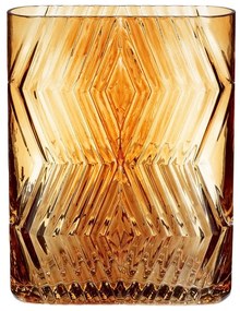 Ваза от оранжево стъкло в стил деко, височина 18 cm - Hübsch